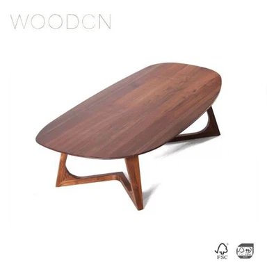 Bàn trà gỗ dán cạnh màu đen óc chó